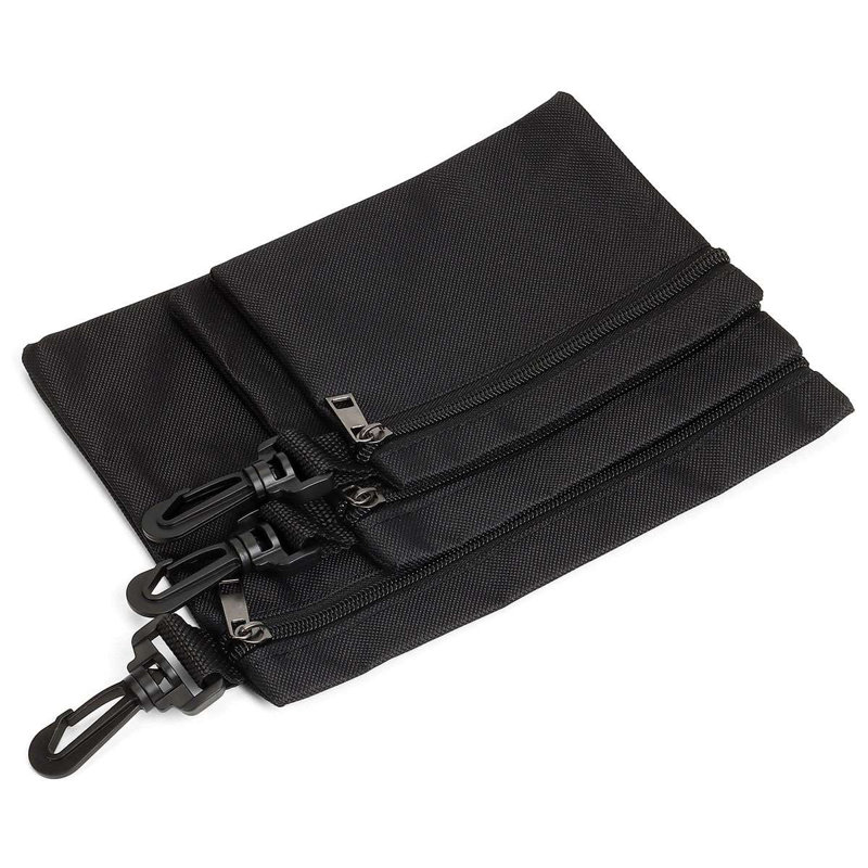 Paquet de 3 pochettes à fermeture à glissière pour sac à outils, pochettes à outils de rangement polyvalentes avec mousqueton pour outils, gadgets