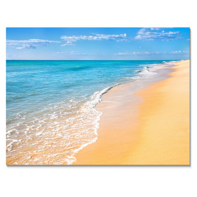 Reproduction de photo sur la côte, océan bleu avec plage orange