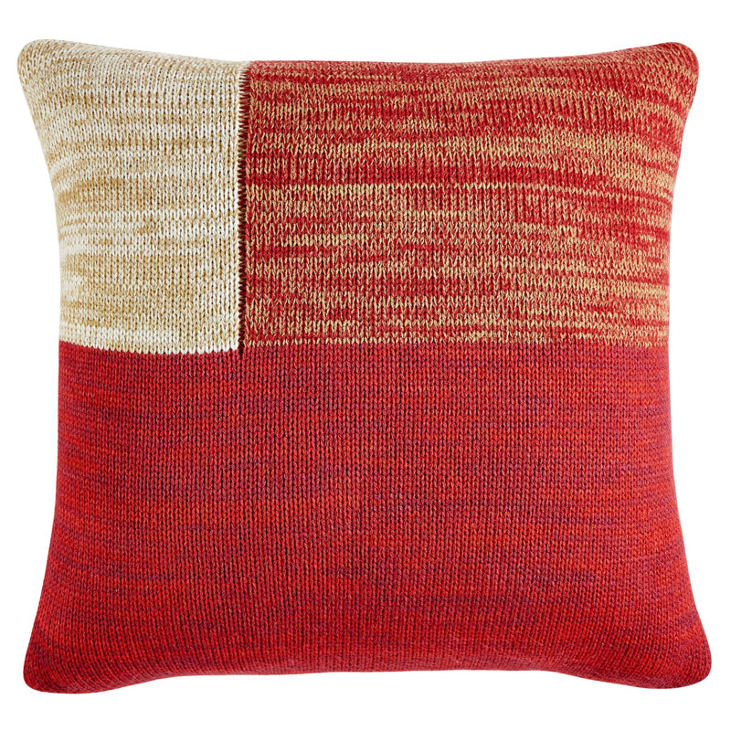 Martha Stewart Collection Chunky Knit Colorblocked Throw Red - Size 20" X 20"