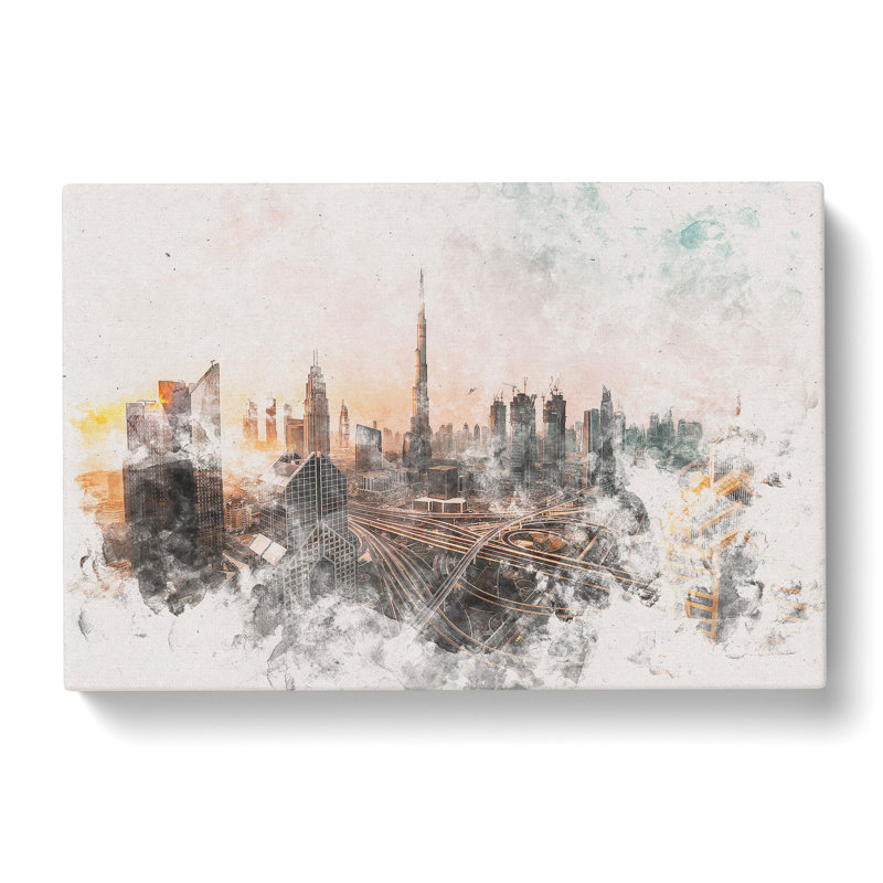 Burj Khalifa Dubai Skyline - Wrapped Canvas Print, 40cm H x 60cm W x 3cm D