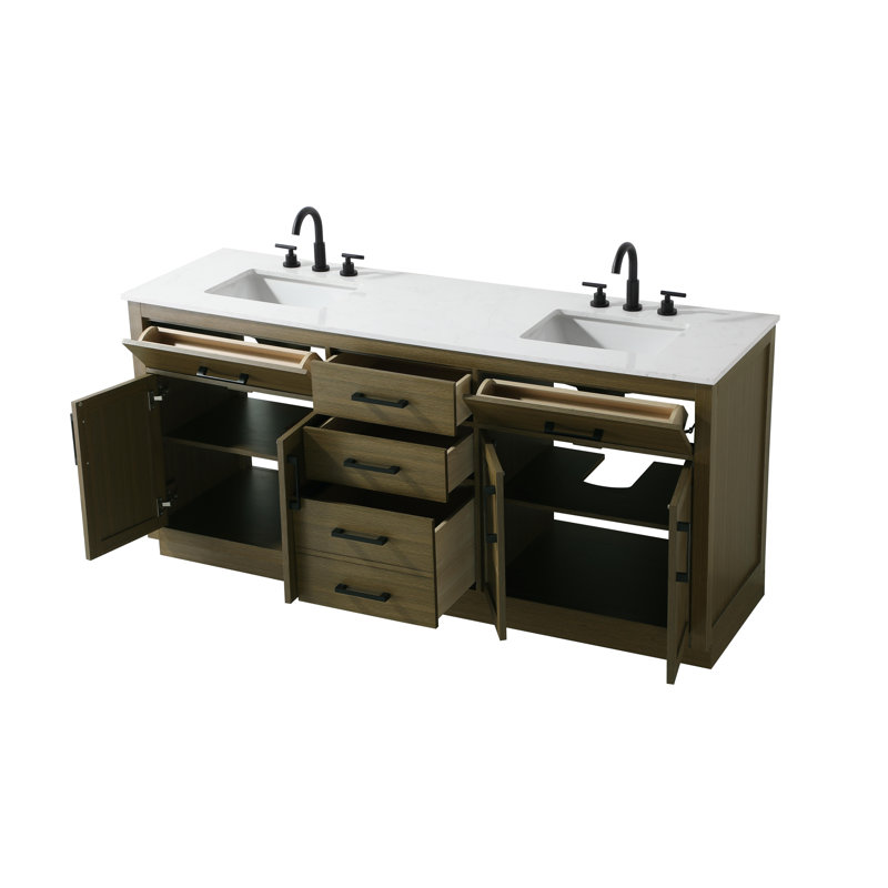 Ahner 72 inch Double Bathroom Vanity, Chestnut Brown