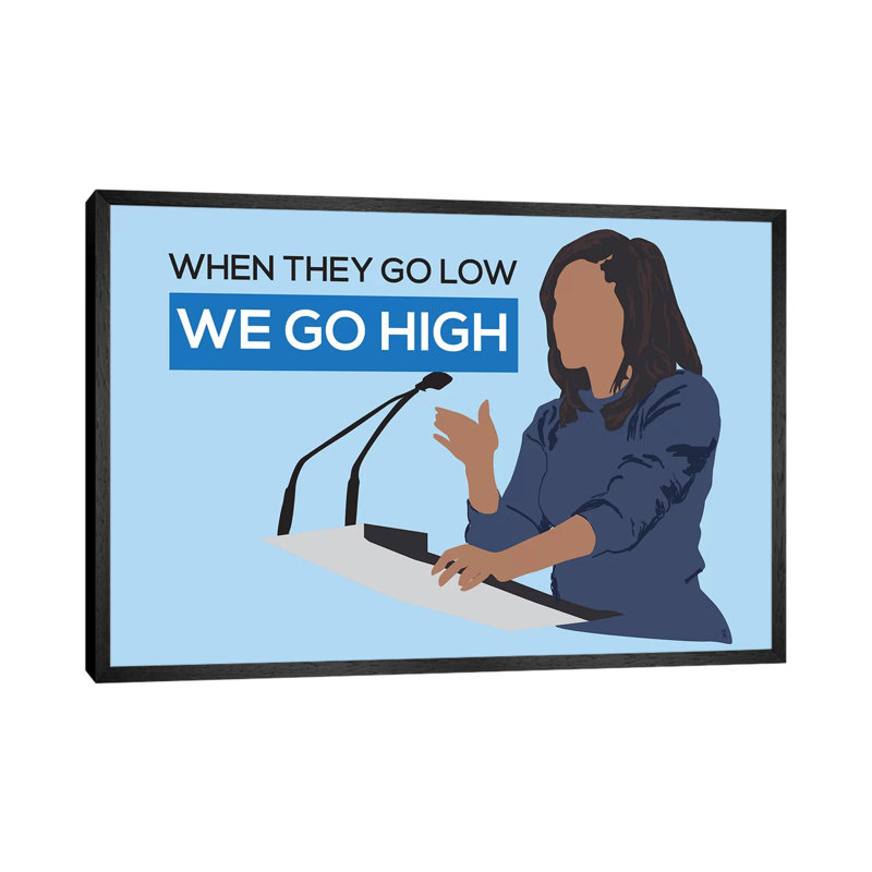Michelle Obama - We Go High by GNODpop - Print on Canvas, Black Framed, 152.5 cm H x 101.5 cm W