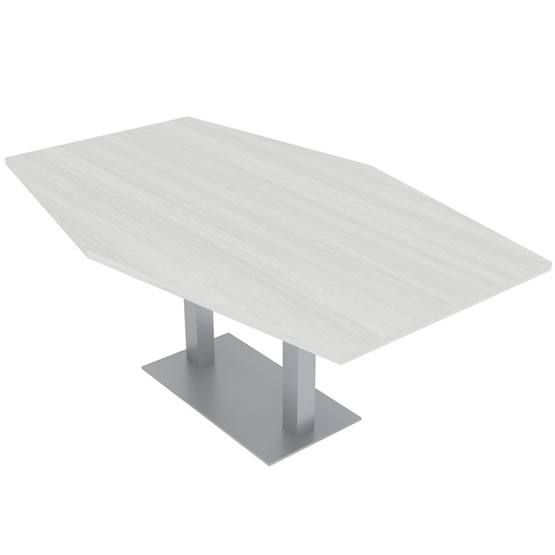 Table de salle de conférence Hexagon, Cyprès blanc, Argent, L 72 po x l 48 po