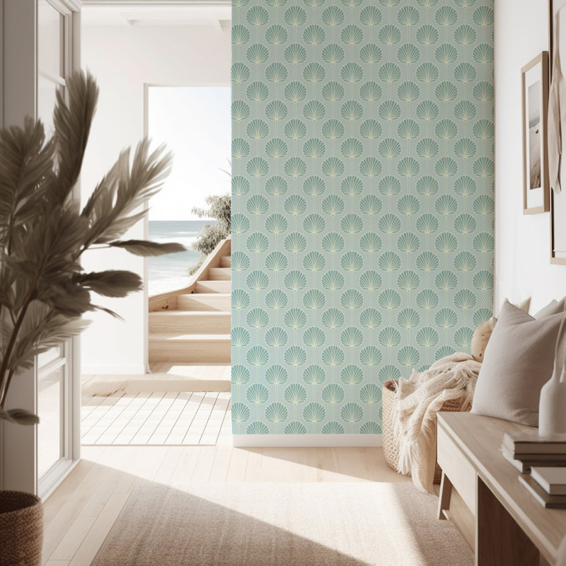 Deco Lily - Wallpaper, Teal, Peel & Stick