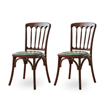 Single Dining Chair With Upholstered Backrest In Solid Wood And Leather