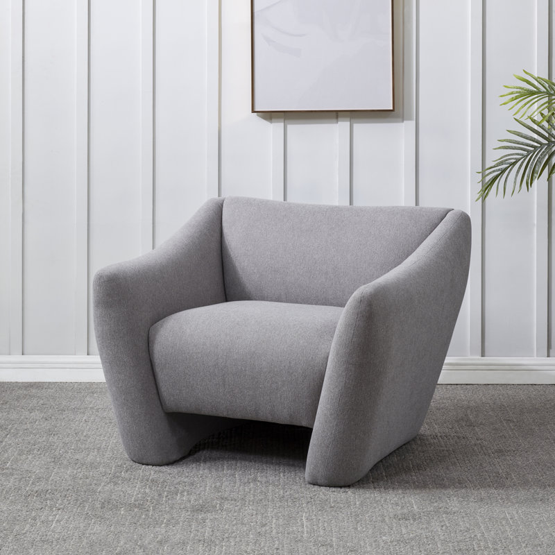 Vedra Upholstered Armchair, Light Gray 100% Linen