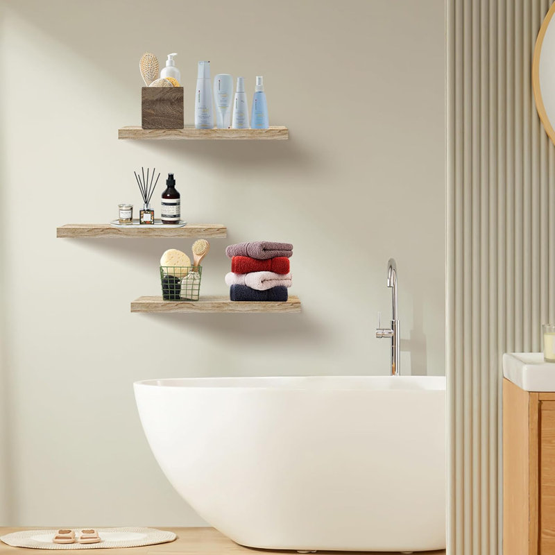Tablette flottante en bois 3 pièces Kaster, Naturel