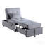Banquette de rangement moderne avec plateau relevable et lit gigogne, 1 pièce, revêtement en velours gris capitonné, meuble en bois massif, chaise convertible-159656411-159656413