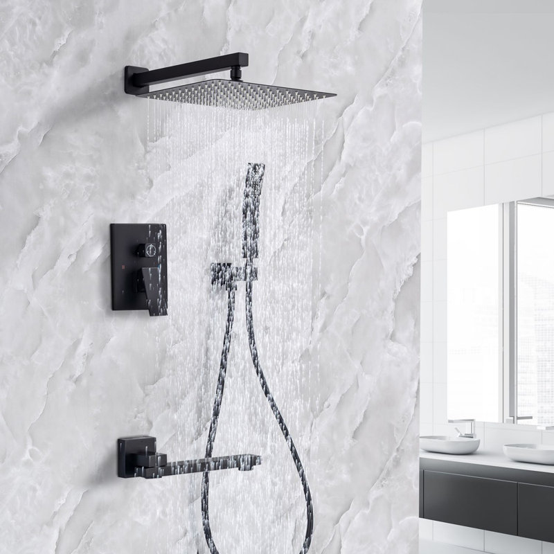 Complete Shower System with Rough in-Valve, Matte Black