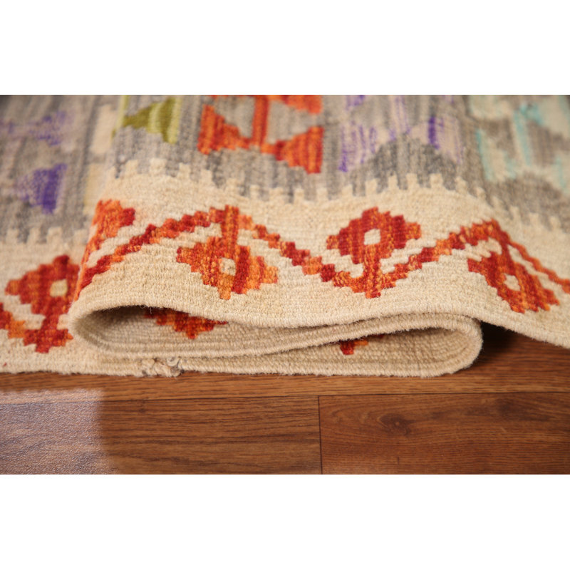 Geometric Kilim Reversible Wool Rug 5x6