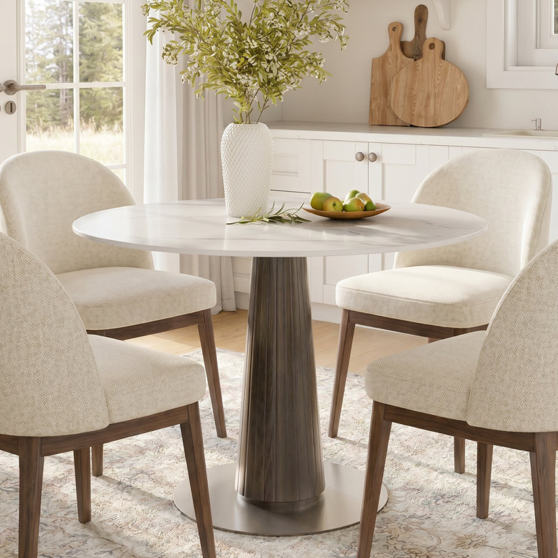 Table de salle à manger compacte Aversa, Blanc pur, H 29 po x L 39 po x l 39 po, Espresso brun