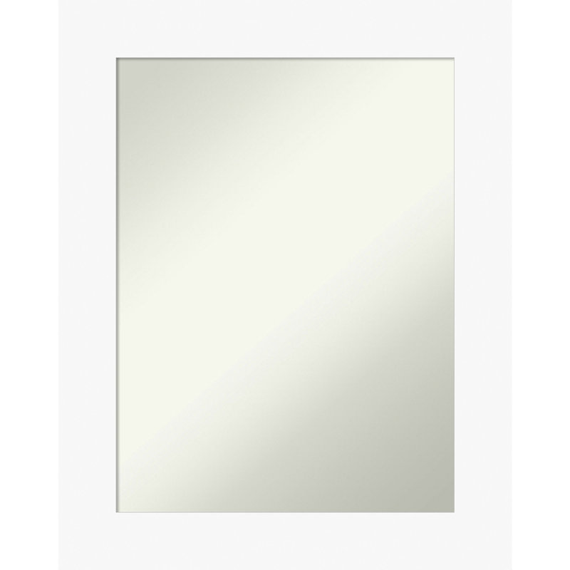 Jion Solid Wood Rectangle Wall Mirror, White, 29.5" x 23.5"