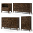 Ensemble de chambre à coucher 5 pièces comprenant une commode et une table de chevet laquées, marron