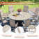 9 Pieces Patio dining set with 60" Round Dining Table and 8 Textilene Swivel Chairs