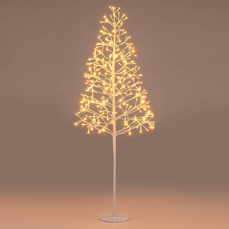 Bouleau lumineux de 5 pi avec 240 lumières DEL blanc chaud, base lestée, H 5 pi