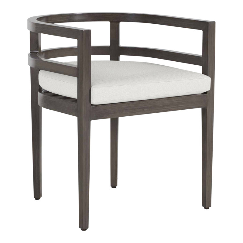 Santa Barbara Aluminum Patio Dining Armchair with Cushion, No Welt, Linen Forest
