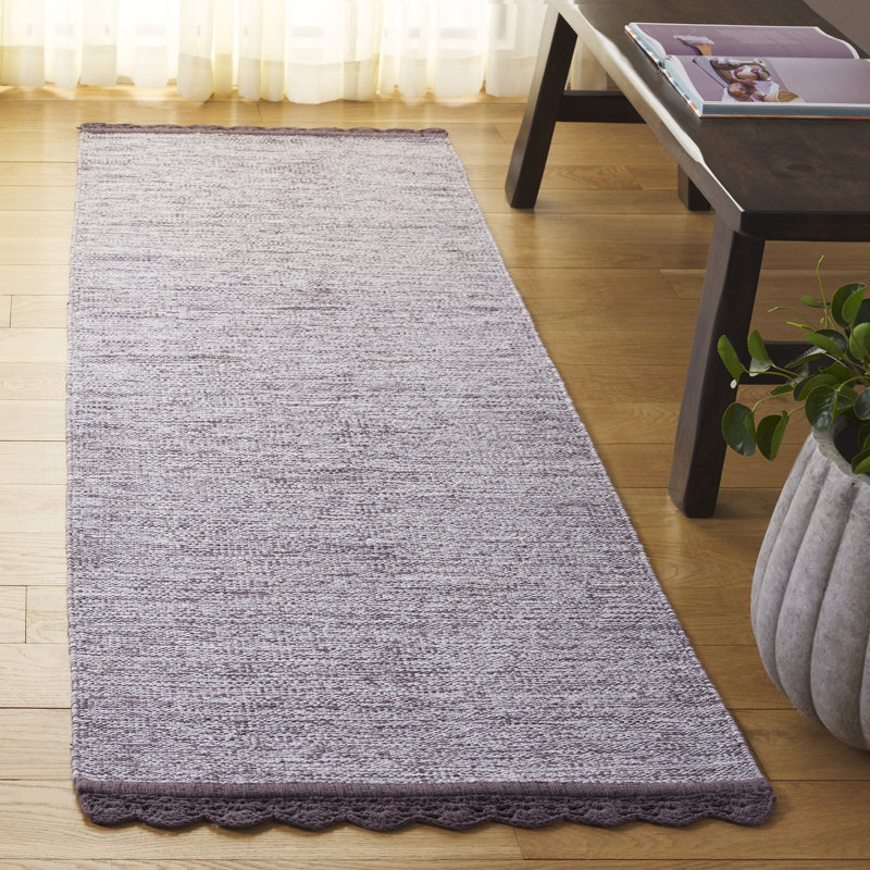 Tapis gris anthracite en coton tissé à la main et à plat Mohnton, Tapis de couloir 2 pi 3 po x 7 pi