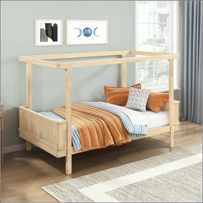 Lit plateforme à baldaquin rustique avec cadre en bois durable