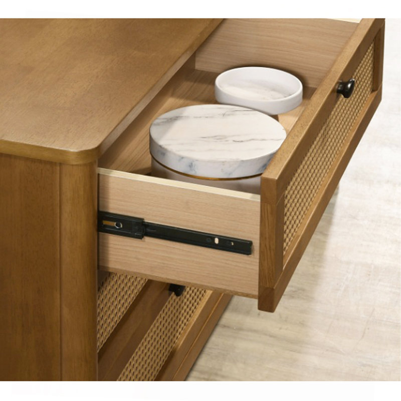 Ensemble de chambre à coucher 6 pièces en bois d'hévéa avec commode, miroir, table de chevet et commode Vichy
