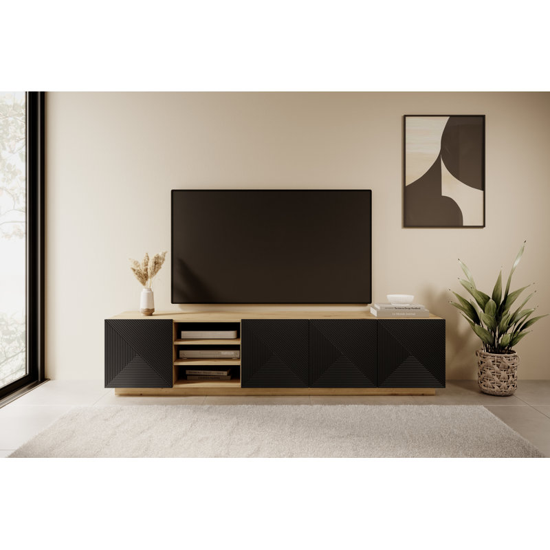 Augenijus Unfinished TV Stand for TVs up to 55", Artisan/Black