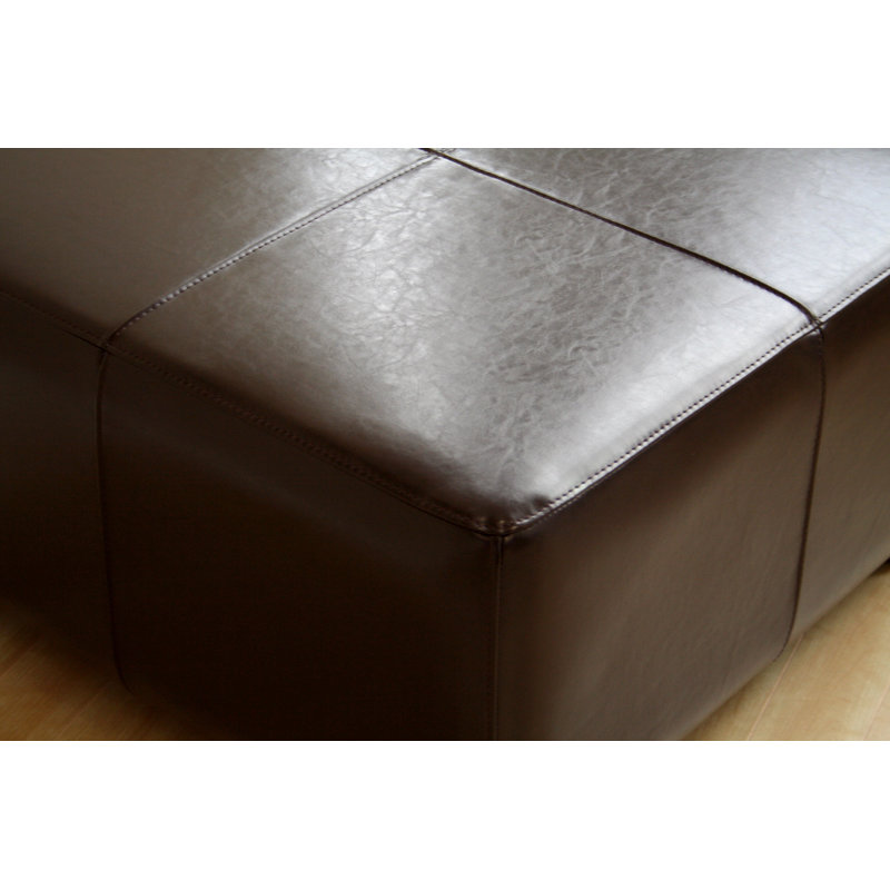 Calysta Faux Leather Ottoman, Dark Brown Faux Leather