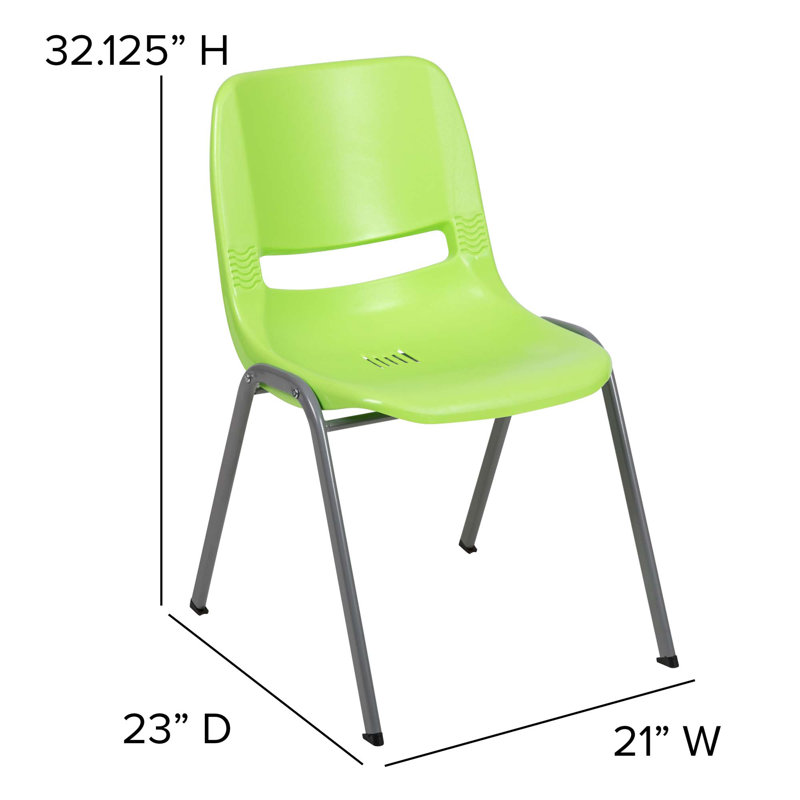 Green Ergonomic Metal Frame Stacking Chair