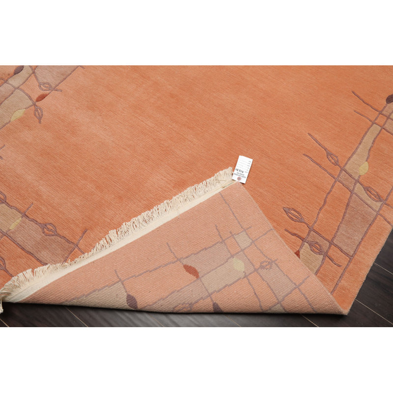 Tapis art déco néo-zélandais en laine noué à la main 5 pi 8 po x 7 pi 10 po