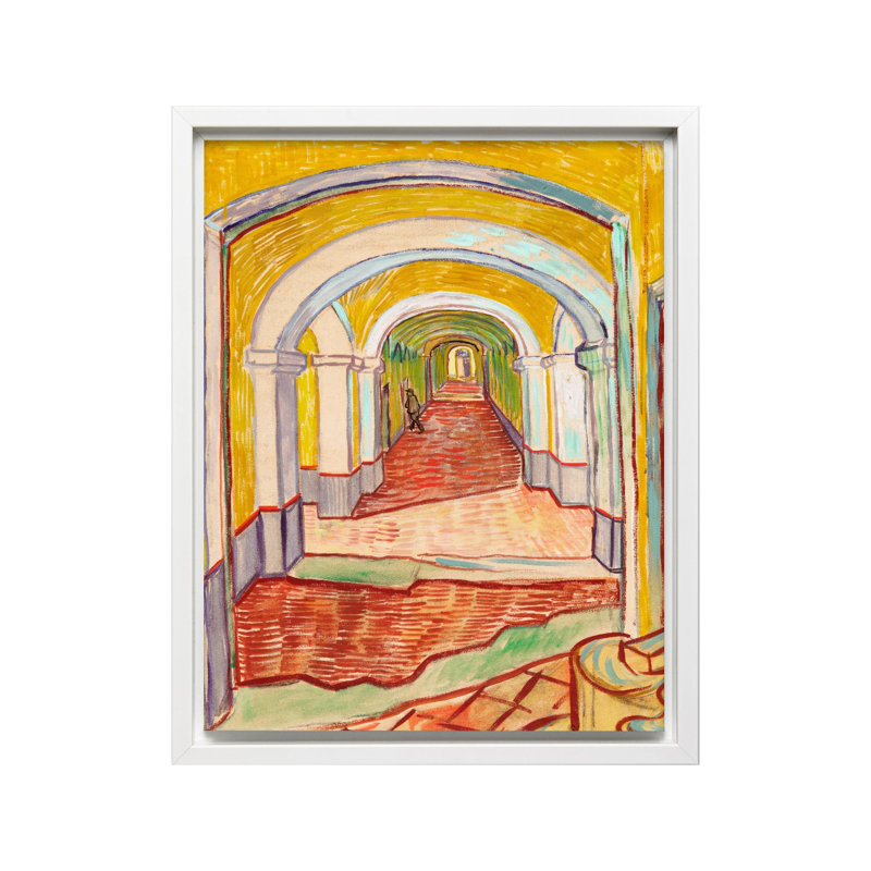 Van Gogh - Couloir dans l'asile, Canvas, White Framed, 11"H x 14"W