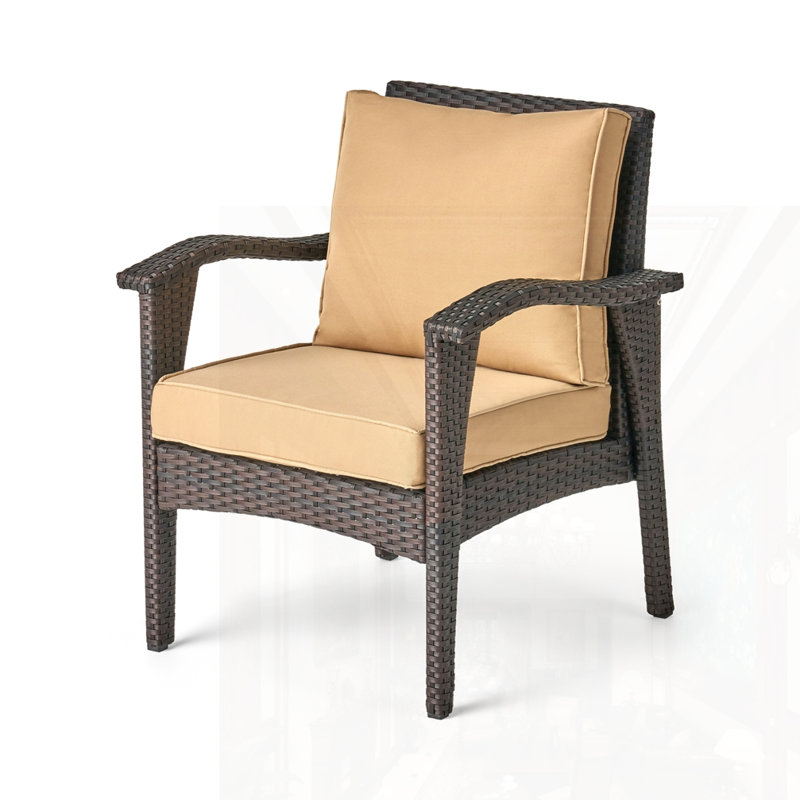 Fauteuil club d'extérieur, Coussin brun clair / structure brune