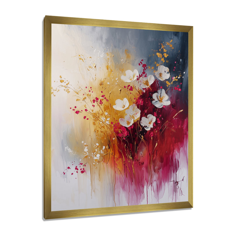 Odette - art mural floral, H 40 po x l 30 po, Reproduction encadrée d'une seule photo, Doré