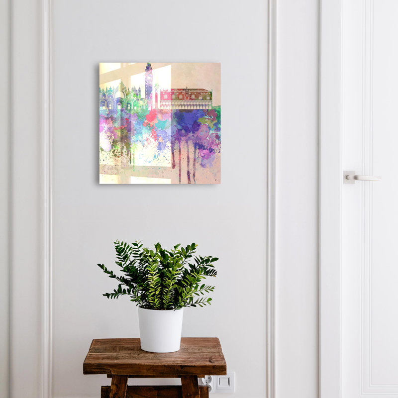 Key storage cabinet, Opens to the left, 30x30x5, White, Architecture with watercolor splashes, 