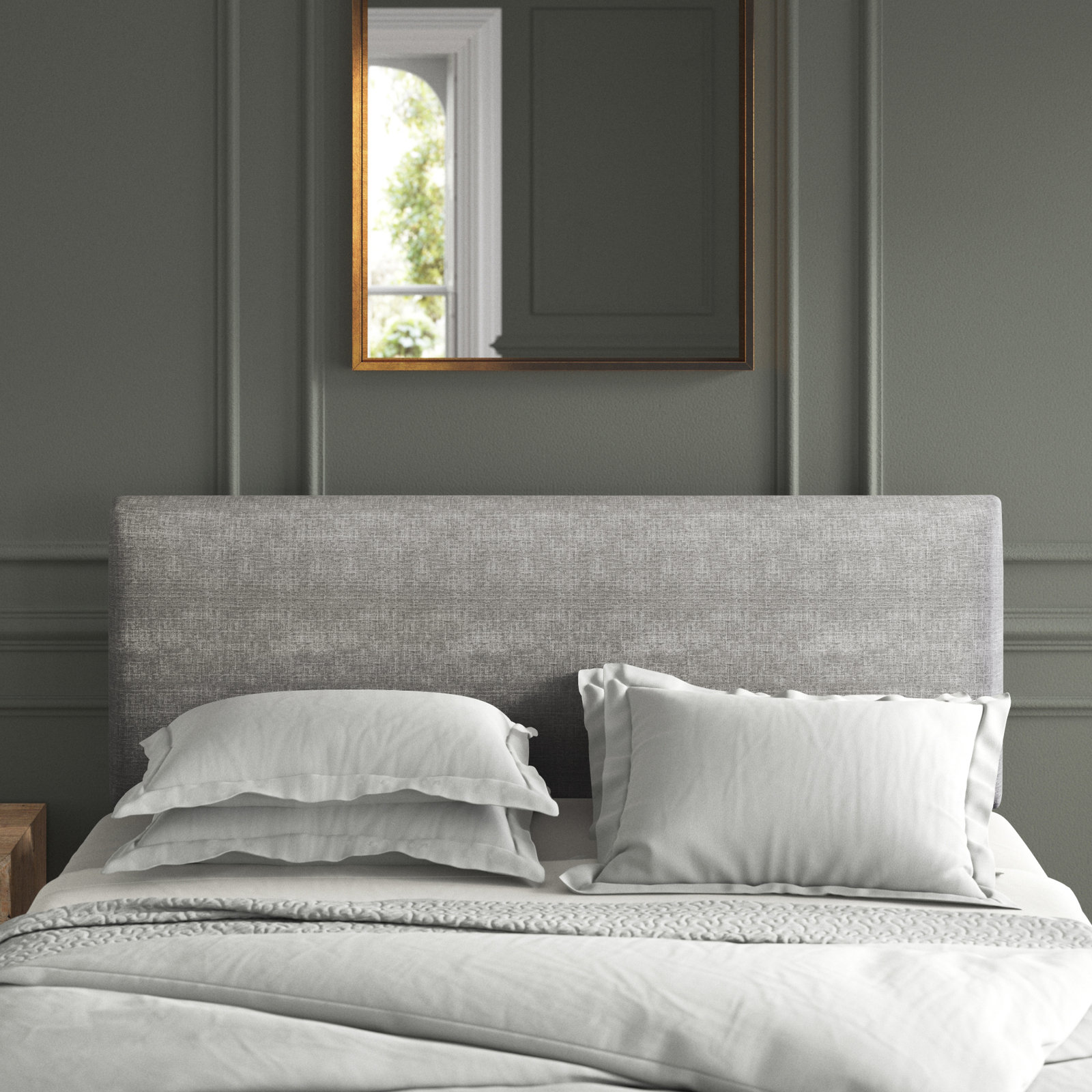 Eisley Upholstered Headboard, Zuma Pumice Textured Linen, Full