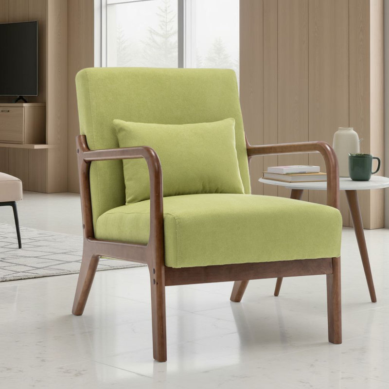 Alisija Upholstered Armchair, Green Cotton Blend