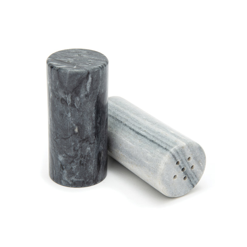 Fox Run Brands Brands White and Black Marble Salt and Pepper Shaker Set, Set of 2