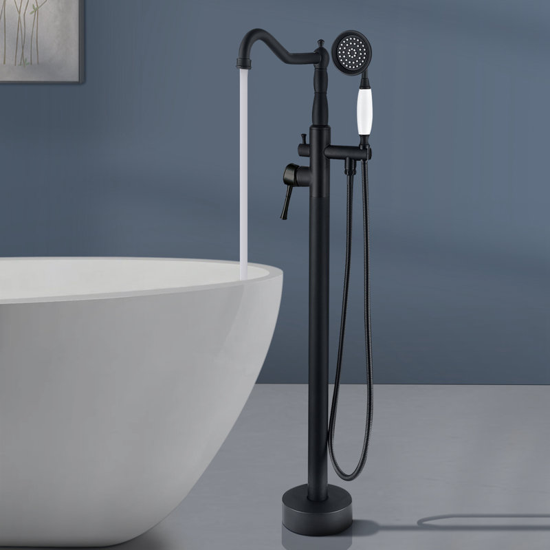 Matte Black Freestanding Bathtub Faucet with Hand Shower