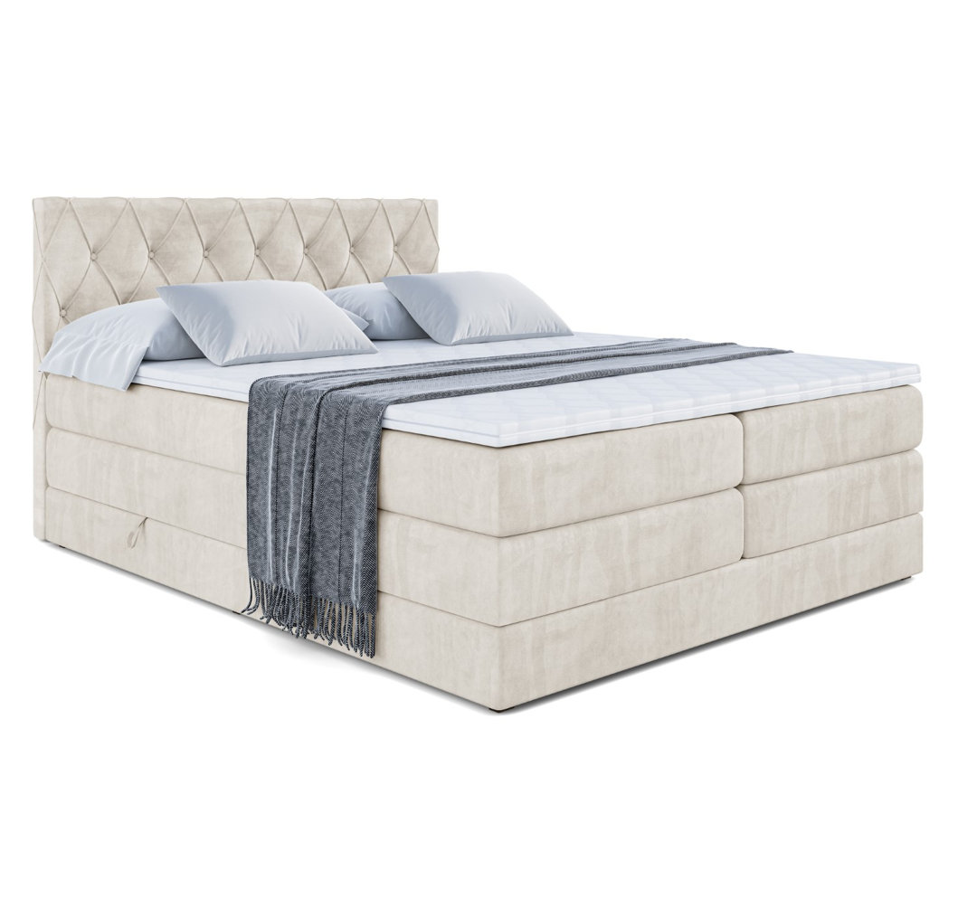 Boxspringbett mit bettkasten und Topper