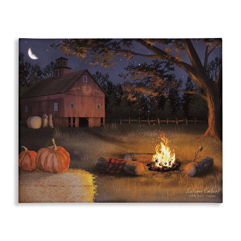 Feuilles d'automne sur toile, conception de Billy Jacobs, H 24 po x l 30 po