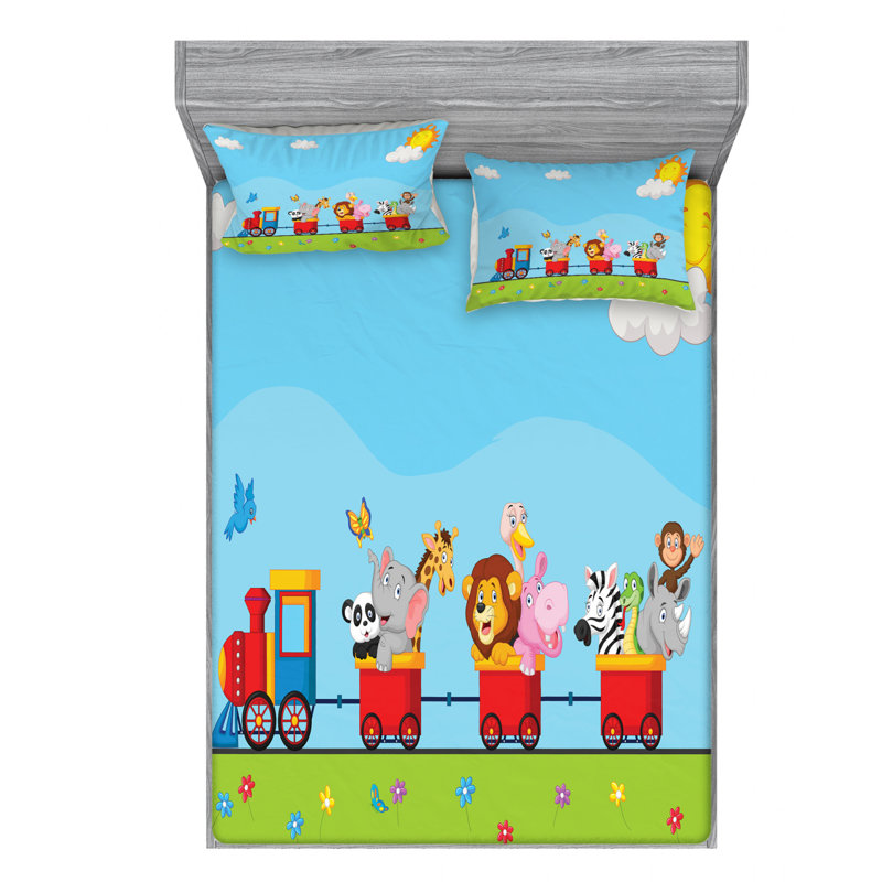 Cartoon Microfiber Sheet Set, Full Sheet Set + Fitted Sheet + 2 Pillowcases