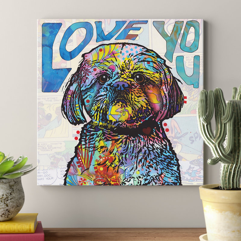 Love You Shih Tzu by Dean Russo - Giclee Art Print on Canvas, 66.04 cm H x 66.04 cm W x 1.91 cm D, No Frame