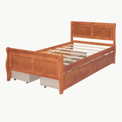 Queen Size Wood Platform Bed With 4 Drawers -  Alcott Hill®, DCEDDD4887F2427C97785E1BE80F498B
