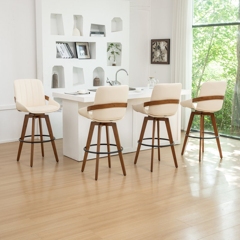 Upholstered Counter Stool, Bar Stool (74.9cm Seat Height), Beige, 4