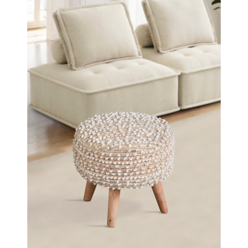 Natural Boucle Handwoven Foot Stool
