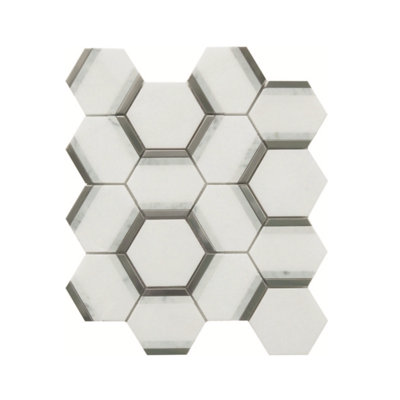 Carreau de mosaïque en nid d'abeille pour mur et plancher 3 po x 3 po Avery