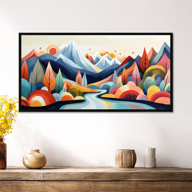 «Blue Orange Julian II», impression d'art sur toile rustique, H 16 po x l 32 po, Cadre flottant noir