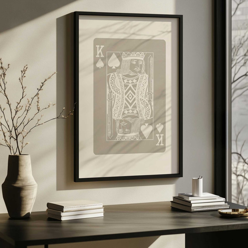 Beige Queen Card Print, 25" H x 19" W, Raw Maple