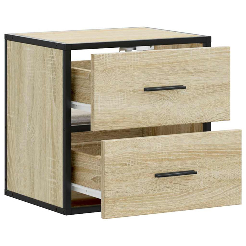 40cm W Metal Bedside Table, Sonoma Oak