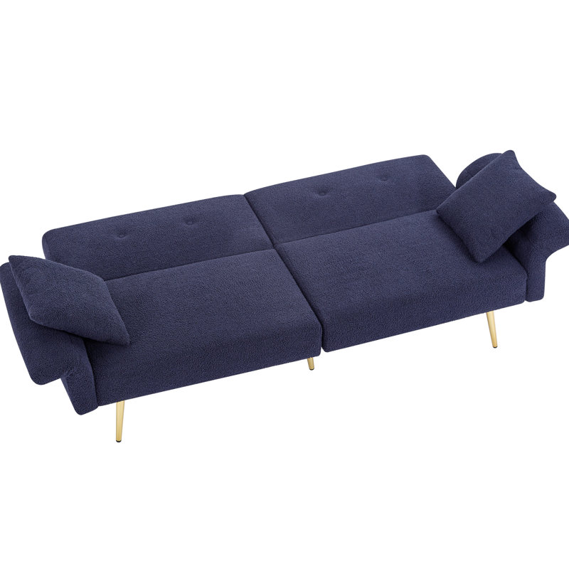 Moderne, 3 places, bleu foncé, tissu, lit gigogne, accoudoir pliable, poche latérale, coussins moelleux, futon de bureau, 4 angles réglables, deux espaces de vie compacts
