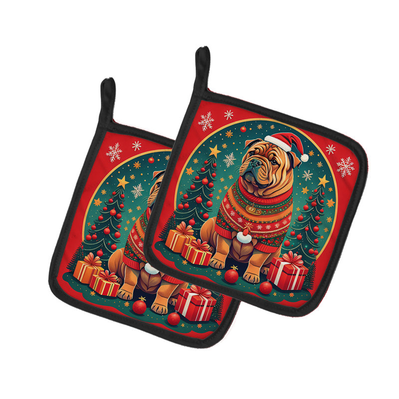 Paire de porte-casseroles Shar Pei Christmas