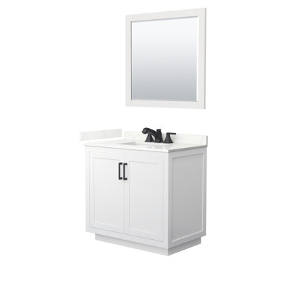 Ensemble de meuble-lavabo simple autoportant 36 po avec plateau en quartz Miranda