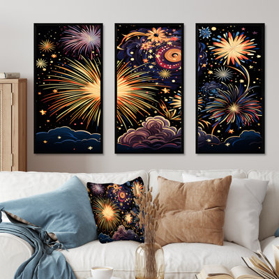 Fireworks Celestial Sky - Fireworks Wall Art